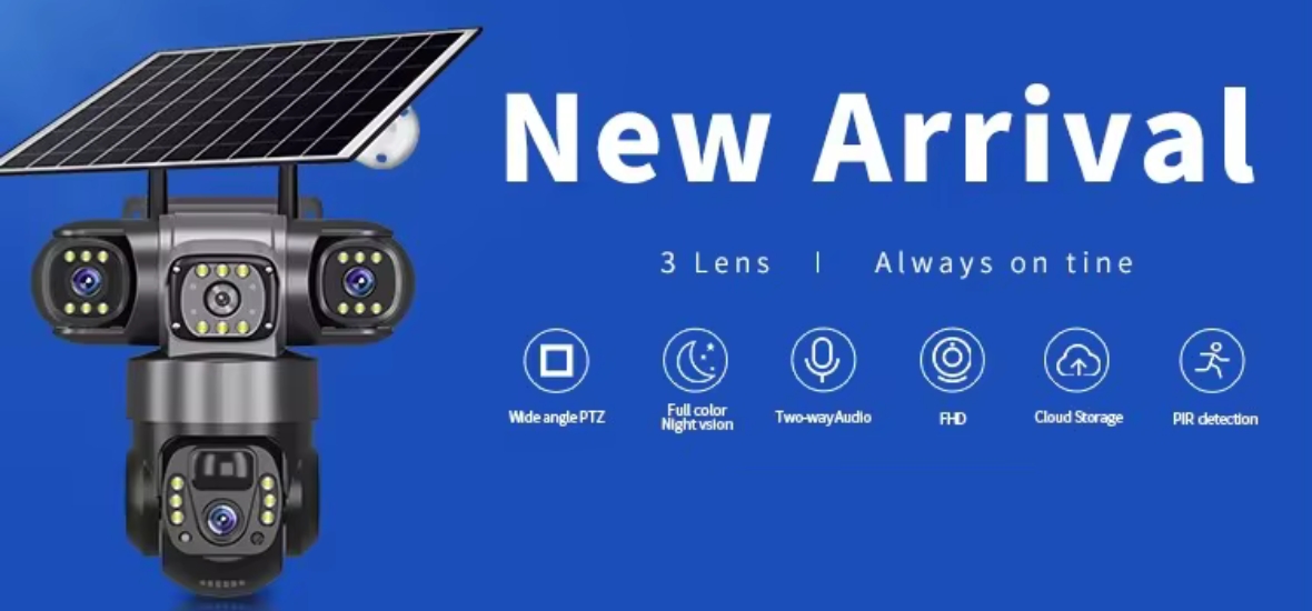 3 Lens Solar CCTV Camera